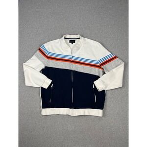 Sean John Track Jacket Mens 2XL White Blue Gray Angled Color Block Full Zip